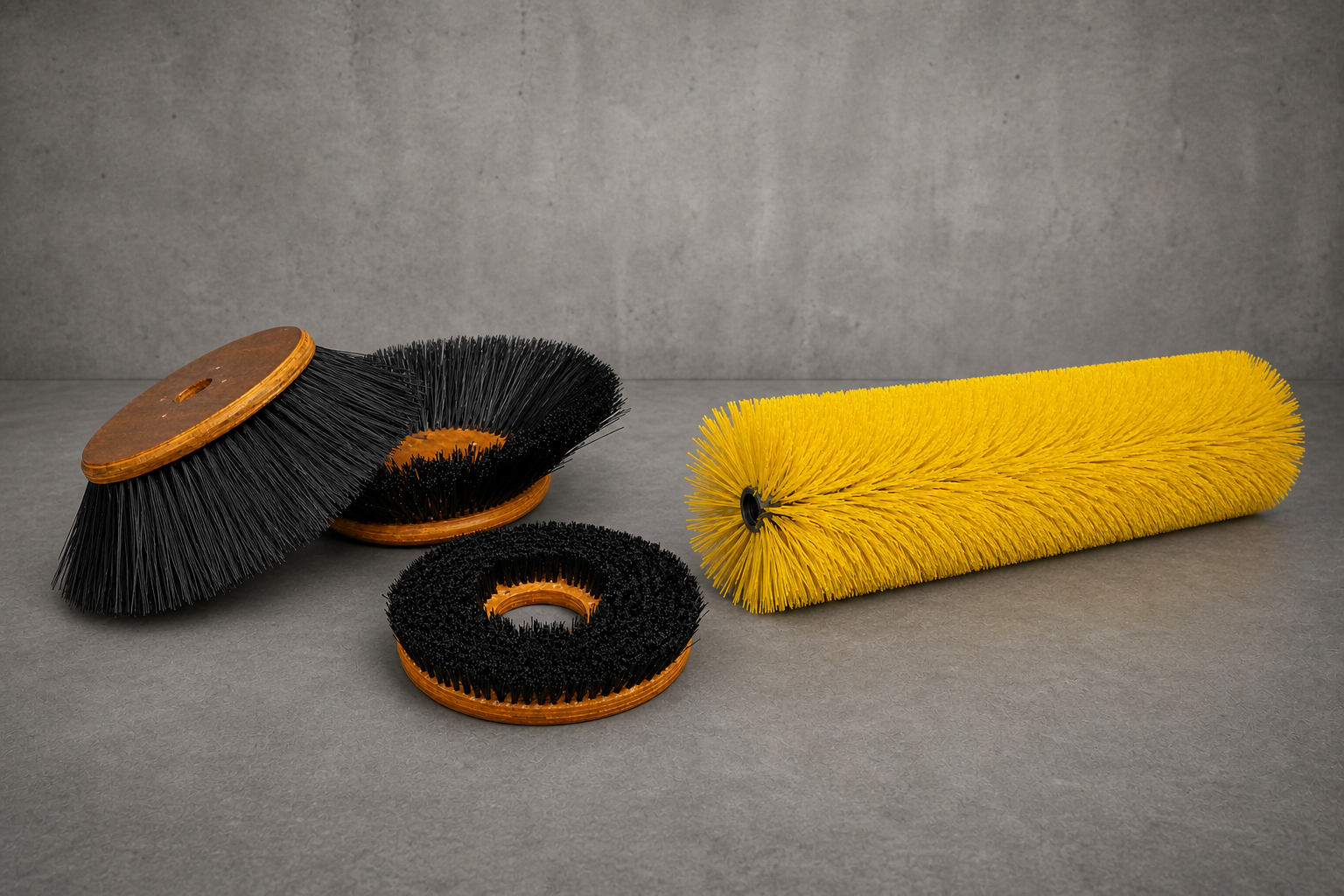 Original SKAMS industrial disc and cylindrical brushware display